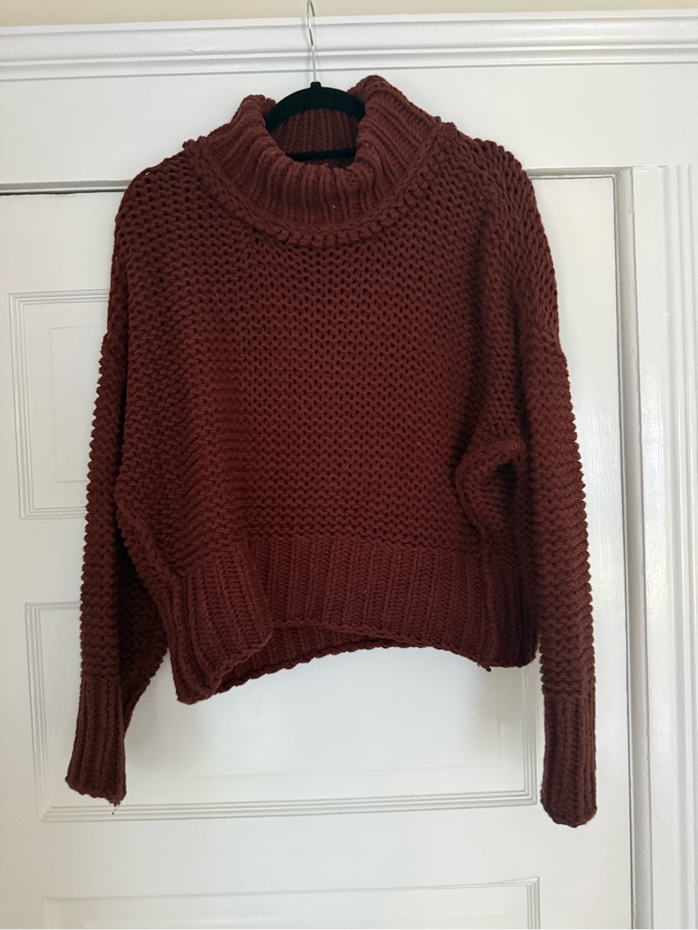 Free People Chunky Turtleneck Sweater - Rust Brown